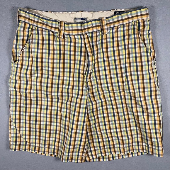 Old Navy Other - Vintage Old Navy Mens 36 Plaid Shorts Multicolor‎ Gingham Yellow Blue Cotton